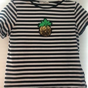 SHEIN black and white stripe shirt with pineapple